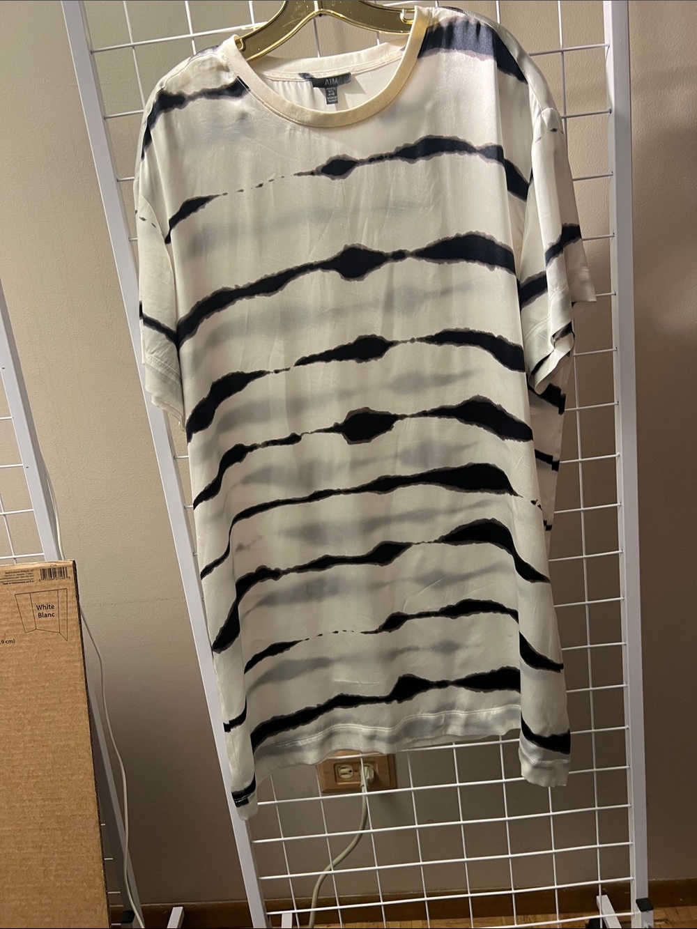 ATM Anthony Thomas Melillo Black and White Tie-Dye Midi Dress
